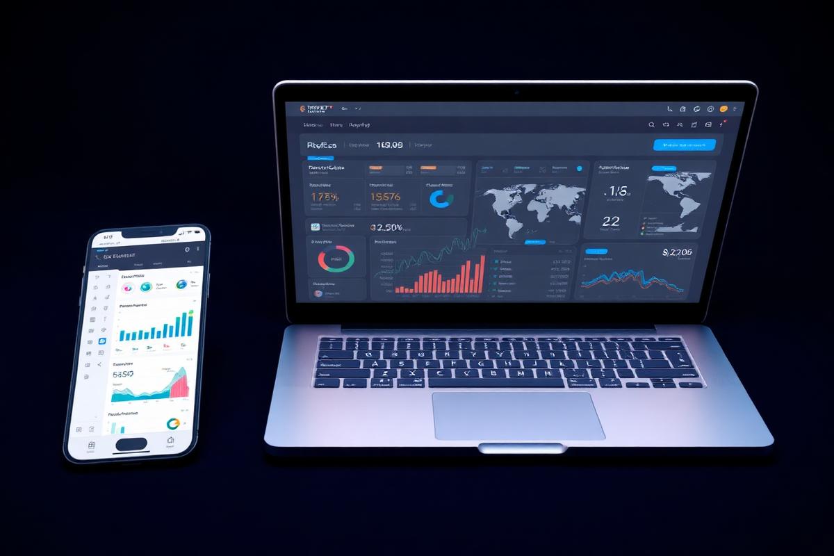 Travel dashboard shown on laptop, phone, and tablet